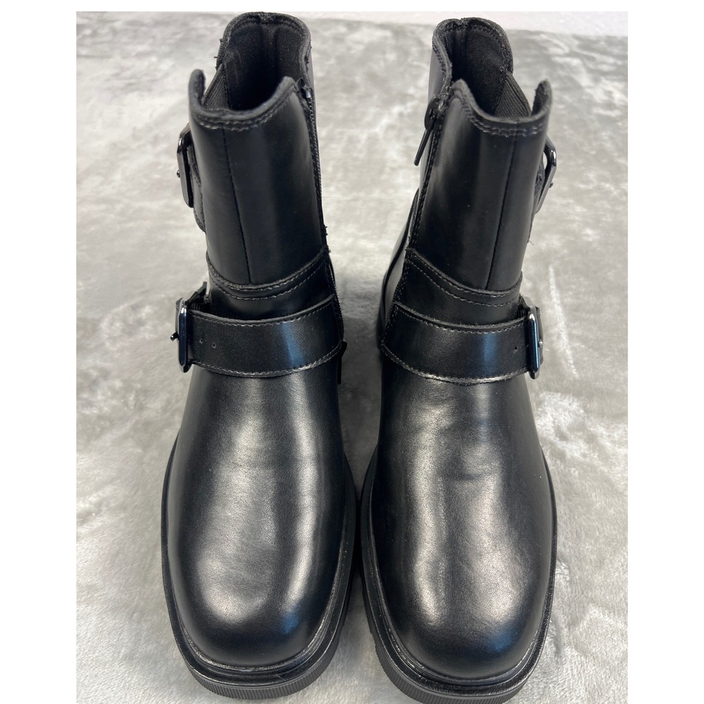 Clarks Collection Lauryl Bay Black Leather Moto Ankle Boots Womens 7M